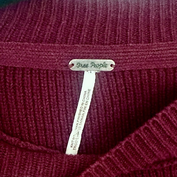 Free People S Small Easy Street Color block Burgundy Ribbed Sweater - Picture 6 of 8